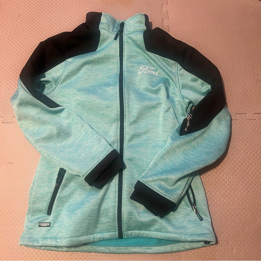 Ford Choko Teal and Black Full Zip Jacket. Size XL